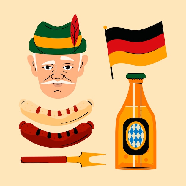 Flat elements collection for oktoberfest festival