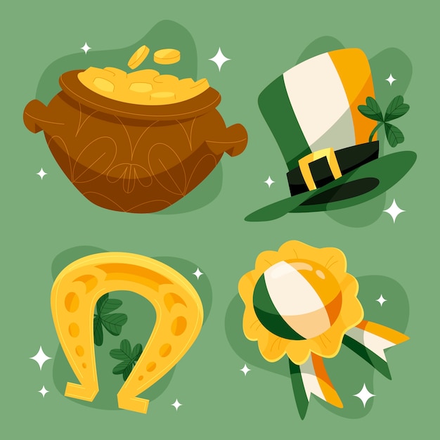 Free Vector flat elements collection for st patrick's day celebration