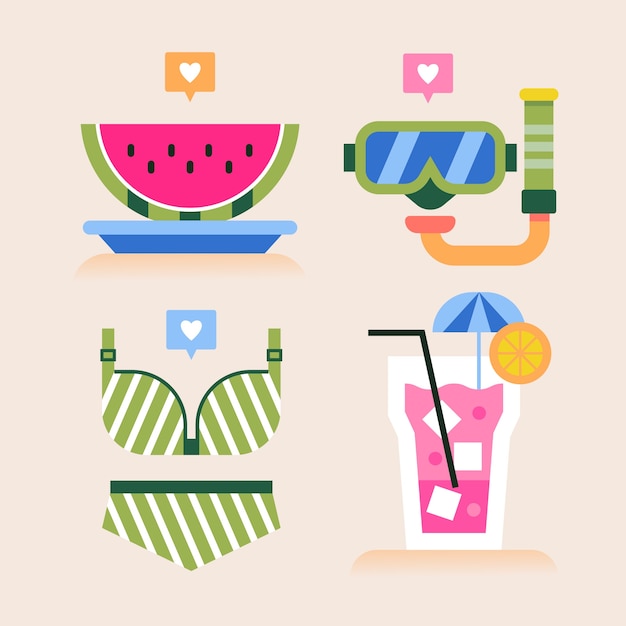 Free vector flat elements collection for summer season