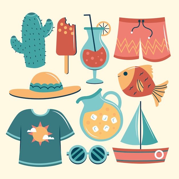 Free Vector flat elements collection for summer