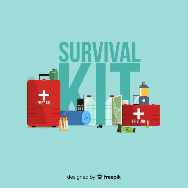 Free vector flat emergency survival kit