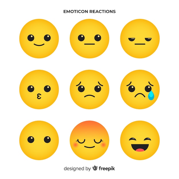 Flat emoticon reaction collectio