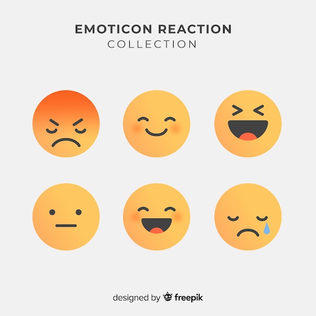 Flat emoticon reaction collectio