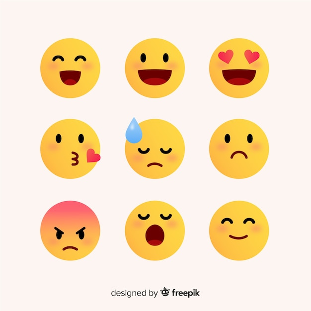 Flat emoticon reaction collectio