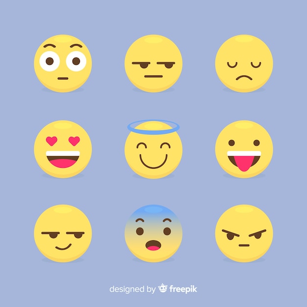 Free Vector flat emoticon reaction collectio