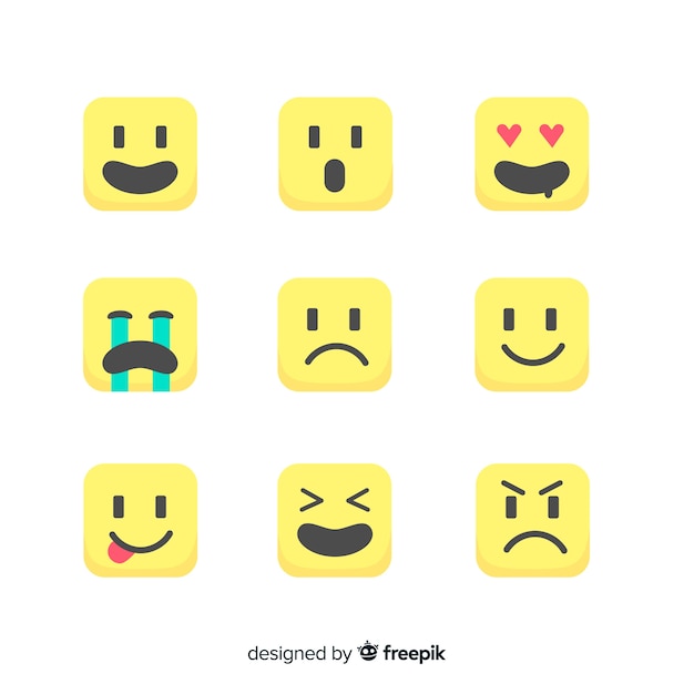 Flat emoticon reaction collectio