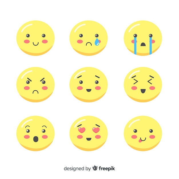 Free vector flat emoticon reaction collectio