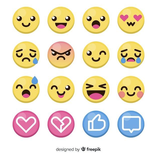 Flat emoticon reaction collectio