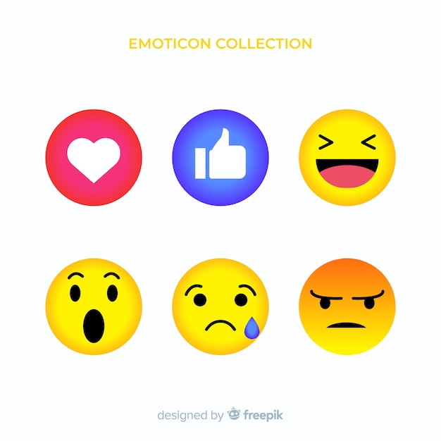 Flat emoticon reaction collectio