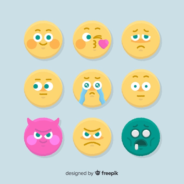 Flat emoticon reaction collectio