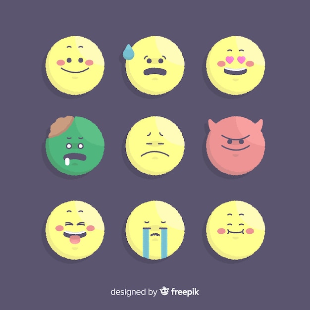 Flat emoticon reaction collectio