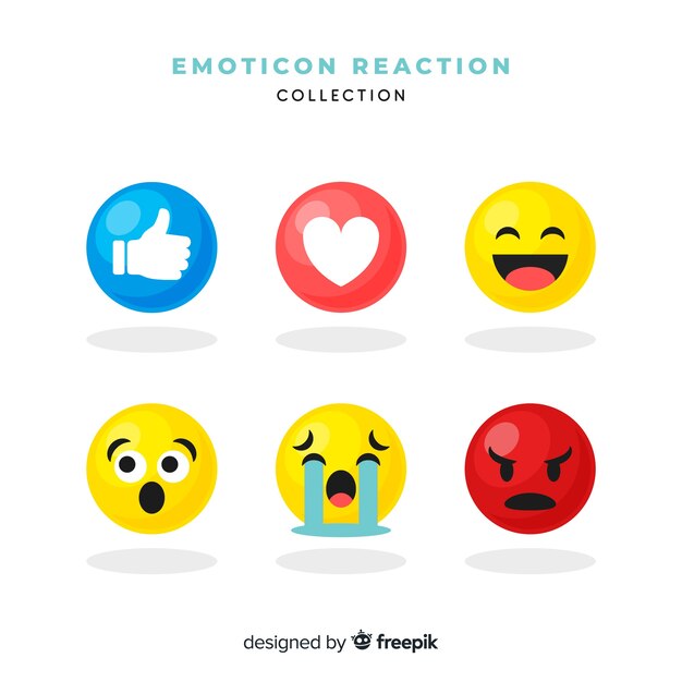 Flat emoticon reaction collection