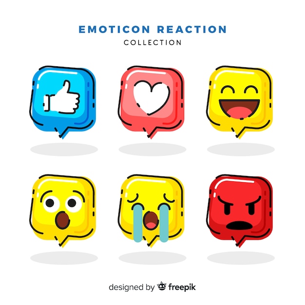 Free Vector flat emoticon reaction collection