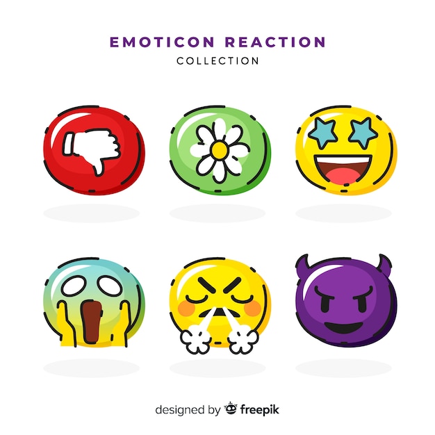 Free vector flat emoticon reaction collection