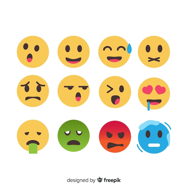 Free Vector flat emoticon reaction collection