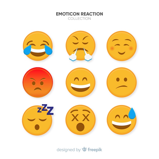 Flat emoticon reaction collection