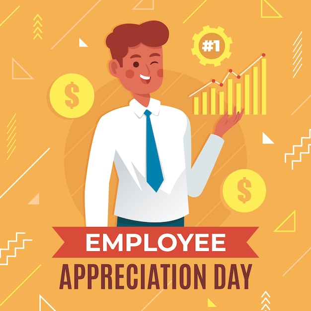 Flat employee appreciation day illustration