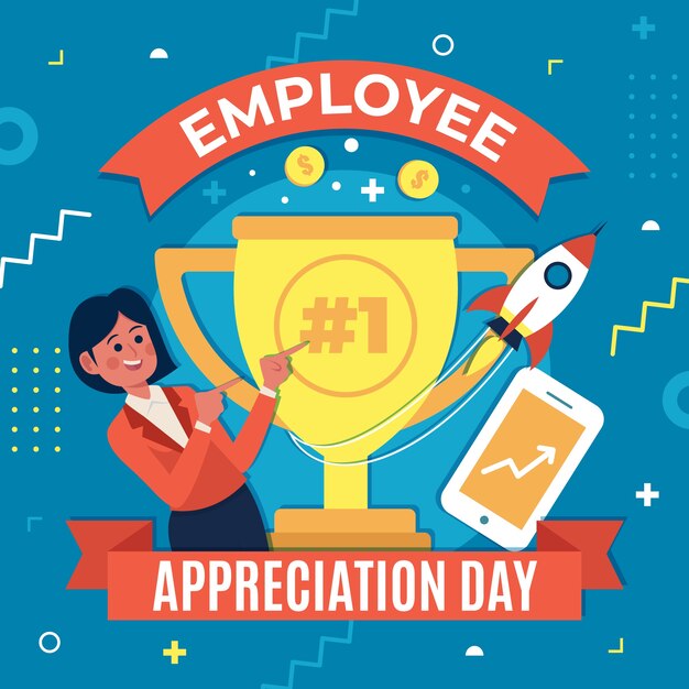 Flat employee appreciation day illustration