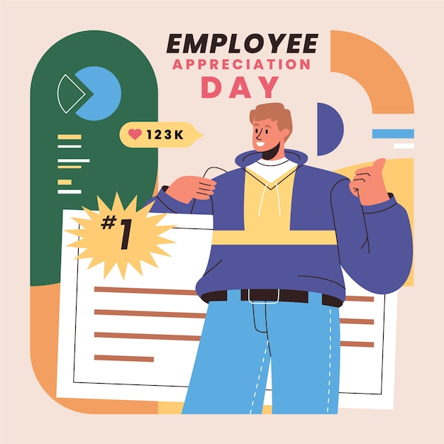 Flat employee appreciation day illustration