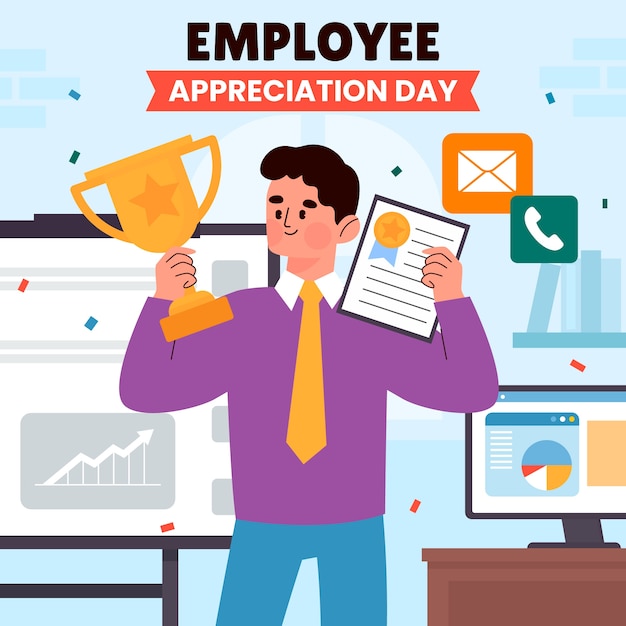 Flat employee appreciation day illustration