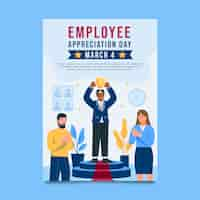 Free vector flat employee appreciation day vertical poster template