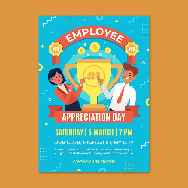 Flat employee appreciation day vertical poster template