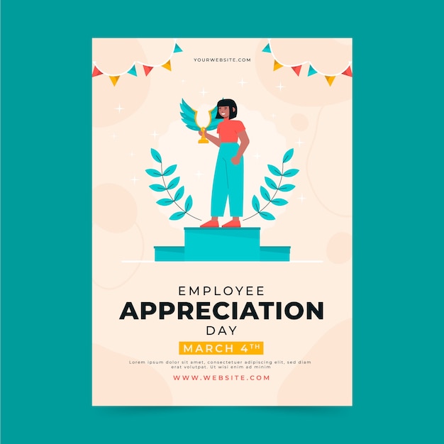 Flat employee appreciation day vertical poster template