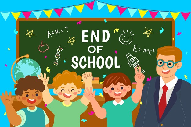 Free Vector flat end of school background