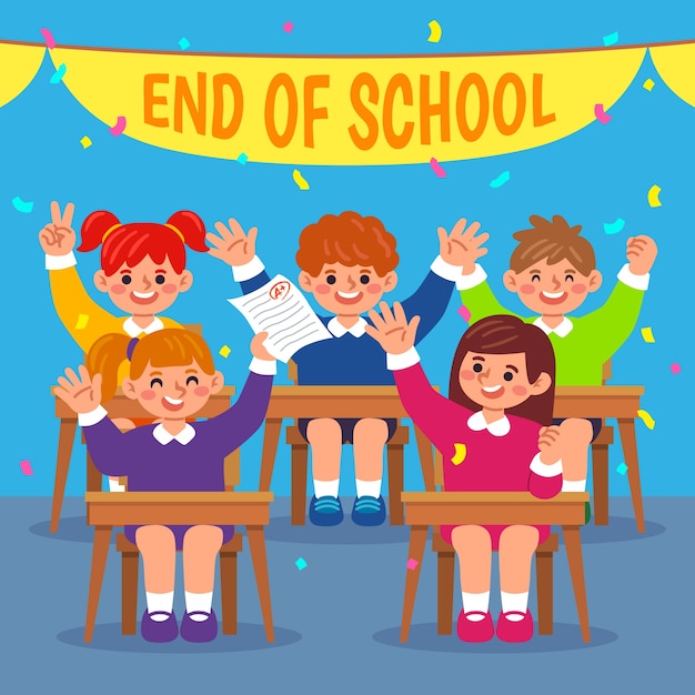 Free Vector flat end of school illustration