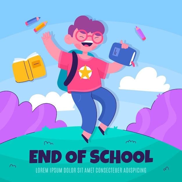 Free Vector flat end of school illustration