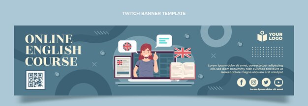 Flat english lessons twitch banner