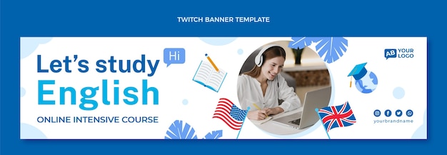 Flat english lessons twitch banner