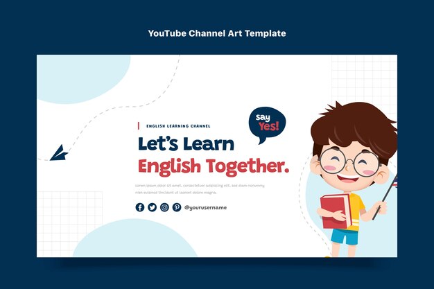 Flat english lessons youtube channel art