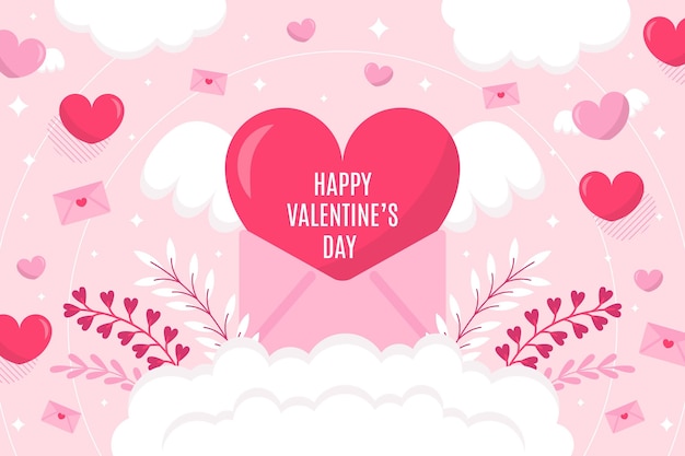 Flat envelope valentine's day background