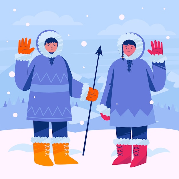 Free Vector flat eskimo illustration