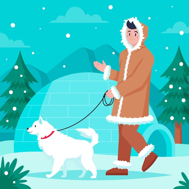 Free Vector flat eskimo illustration