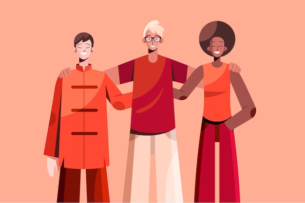 Free Vector flat ethnic friendship concept illustration