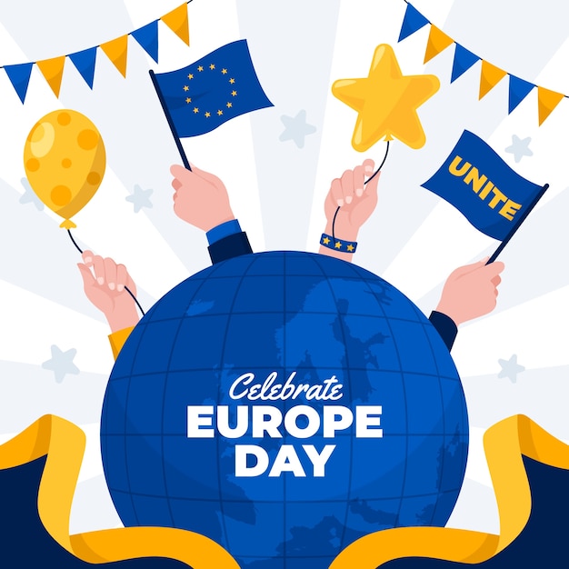 Free Vector flat europe day illustration