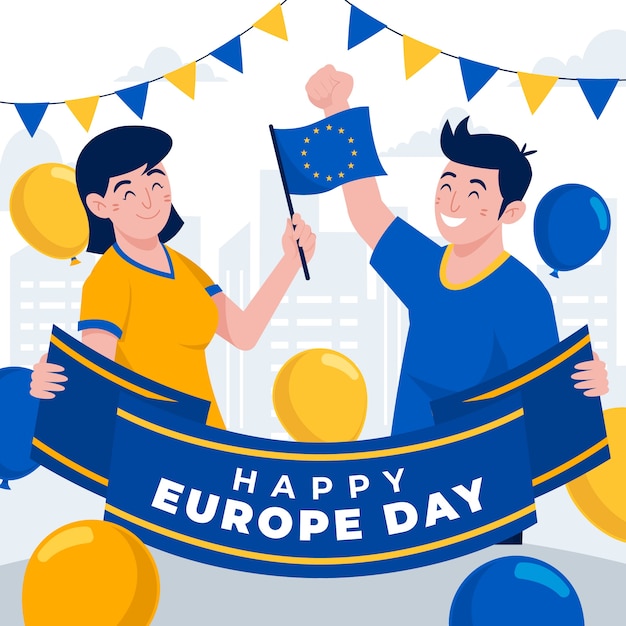 Free Vector flat europe day illustration