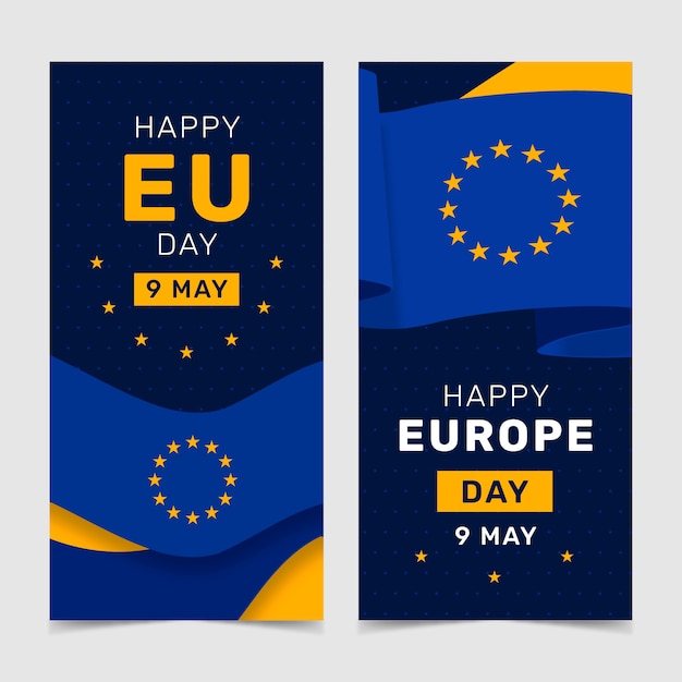 Free vector flat europe day vertical banners pack