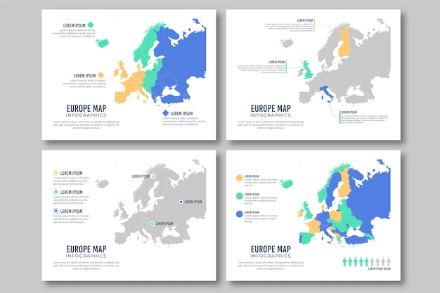 Free Vector flat europe map infographic