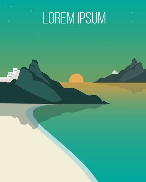 Free Vector flat evening coast landscape template