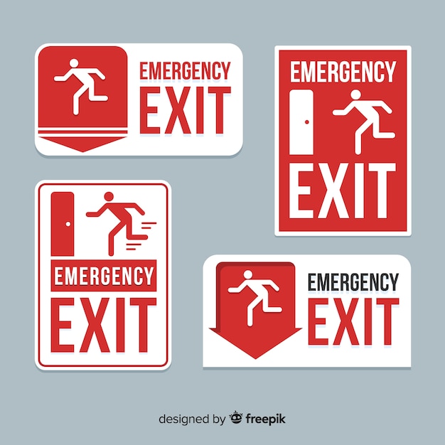 Free Vector flat exit sign collection