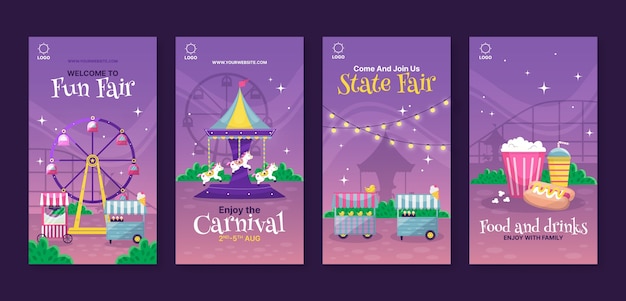 Flat fair celebration instagram stories collection