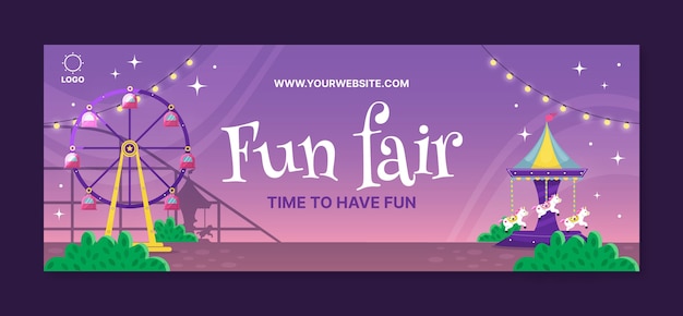 Free Vector flat fair celebration social media cover template