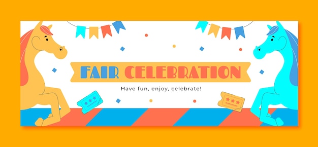 Flat fair celebration social media cover template