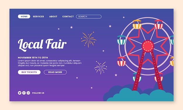 Flat fair landing page template