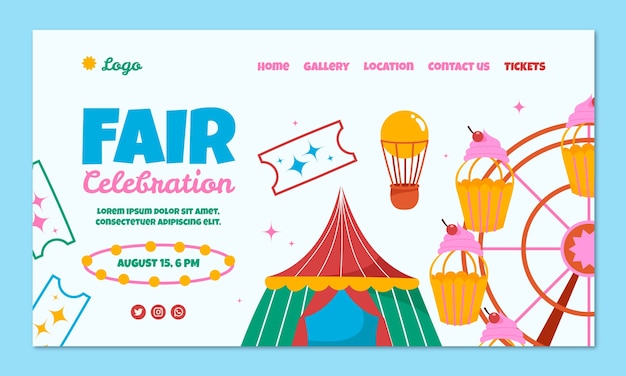 Flat fair landing page template