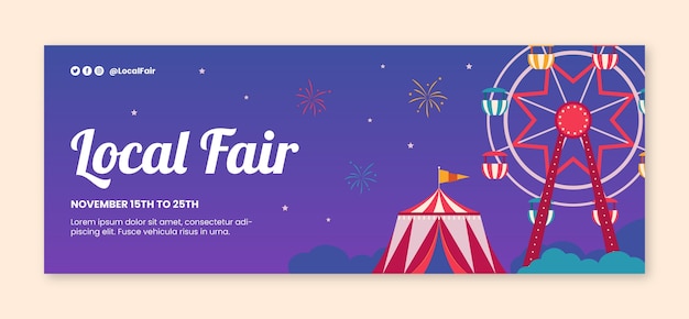 Free Vector flat fair social media cover template