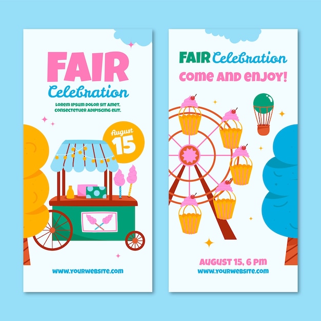 Free Vector flat fair vertical banners set